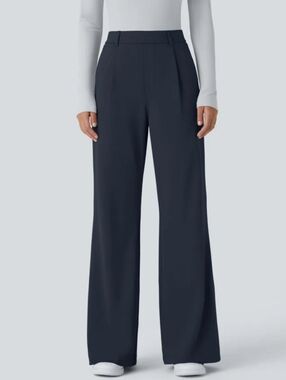 Halara Flex DayStretch High Waisted  Navy Pocket Work Flare Pants NWT small.